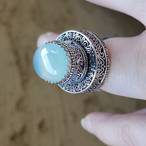 New Amazing Chalcedony Antique Design 925 Silver Statement Ring. - Picture 3 of 15
